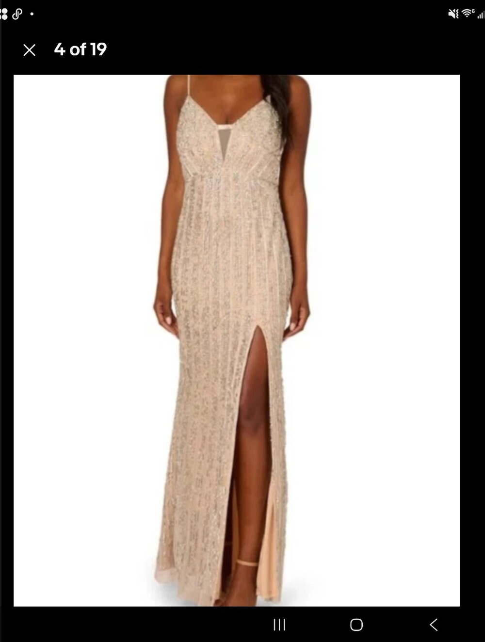 Adrianna Papell Nude Strapless Beaded Evening Gown